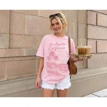 Los Angeles California T-Shirt, Vintage Beach Tee, Palm Tree Sunset Shirt, LA Graphic Tee, California Vacation Shirt, Summer Aesthetic Teesummer Tops - Black - View 2