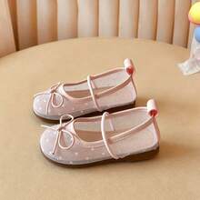 Toddler Girls Polka Dot Mesh Ballet Flats, Breathable Bow Mary Jane Shoes, Children's Daily Party Performance Soft Sole Non-Slip Flat Shoes - Pink - View 4