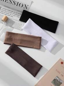 4pcs Women's Non-Slip Headbands, Soft Elastic Cotton Hair Ties, Sweat-Absorbent Elastic Headbands, Suitable For Yoga, Running, Fitness, Travel And Daily Use - Multicolor - View 6