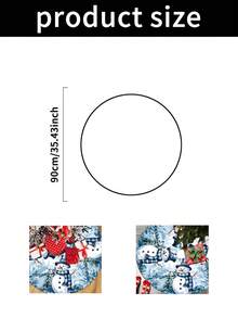 1/100Pcs Christmas Theme Christmas Tree Skirt, Printed With Blue Plaid Scarf Snowman Snow Forest Pattern, Round Base, Diameter 60/90CM Optional; Suitable For Winter Party And Home Holiday Decoration, Ideal Christmas Tree Decoration. - Multicolor - View 8
