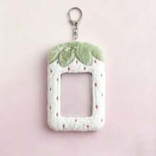 Strawberry Filled Photo Card Holder Keychain, Soft Fluffy 3-Inch Idol Photo Card Holder, Cute Pretty Photo Card Display Storage Bag Pendant, Suitable For Fans - Multicolor - View 4