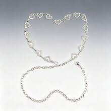 1pc Fashionable Heart-Shaped Rhinestone Waist Chain Metal Braided Belt, Suitable For Women's Summer Versatile Personalized Elegant Dress, Cute - Love 1 - View 5