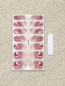 Coral Pink No-Bake Gel Nail Stickers, Waterproof Nail Film, Solid Color, Neon Green, Gradient Full Cover - 紅木色 - 查看 2