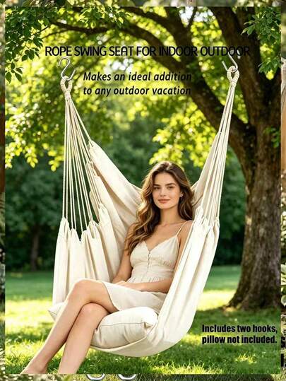 1pc Portable Hammock Chair With Flip Hook, Swing Chair, Sun Lounger, Garden Furniture, Outdoor Hanging Chair With Straps, Weight Capacity Up To 200kg/441lbs, Suitable For Picnic, Hiking, Patio And Terrace Use, Outdoor Furniture
