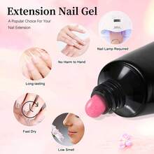 11pcs Poly Gel Nail Extension Tool Set, Includes 1.0oz Cleanser, 20 Nail Molds, Nail Clips And Multi-Function Nail Brush, Perfect For Home DIY Manicure, Ideal Nail Gift For Girls - Multicolor - View 3