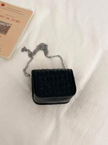 春夏風格，簡約實用設計，高品質材質。飾有水鑽刺繡黑色鏈條肩帶，可肩背或腋下攜帶，非常適合攜帶的迷你口紅包 - 黑色 - 查看 10