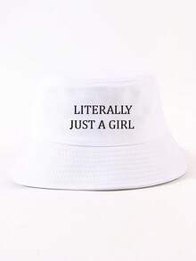 1件女款春夏秋時尚 LITERALLY JUST A GIRL 標語漁夫帽，防曬顯臉小，可調節，適合旅行、派對、聚會、街頭、日常穿搭 - LITERALLY JUST A GIRL漁夫帽 - 查看 29