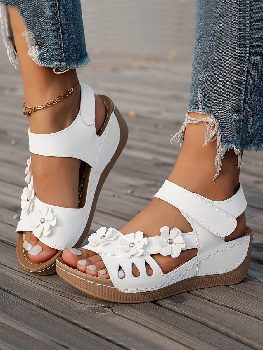 Women's Color Block Platform Sandals, Casual Open Toe Thick Bottom Flat Shoes, Comfortable Beach Slippers