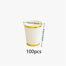 10/20/30/40/50pcs Elegant Gold Foil Rim Paper Cups, Suitable For Hot And Cold Drinks, Perfect For Parties, Picnics, Travel And Various Occasions, Ideal For Any Occasion And Birthday Celebrations - Multicolor - View 12