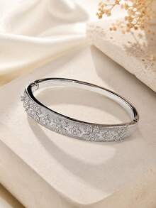 1pc Women's Bracelet, Personalized Zirconia Inlaid Bracelet, High-End Fashion Elegant Minimalist Luxury Versatile Hand Accessory - S62972 - View 8