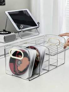 1/2pcs Clear CD Holder, DVD/CD Display Rack, CD Storage Box. Vinyl Record Storage Stand. Standard CD Cases For Media Shelf Storage And Organization. Desktop Plastic File Divider For Papers, Book, Document, Magazines Organizer. Table Decor - Transparent - View 6