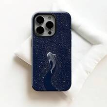 Dreamy Whale Shark Phone Case, Blue Sky, White Stars, Suitable For IPhone17, IPhone16, 15, 14, IPhone13, 12, 11 Pro Max,  S25, S24, S23, S22, S20 - White 1 - View 1
