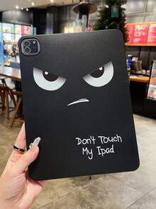1pc Angry Tsundere Expression With "Don't Touch My " Funny Letter Slogan Print Tablet Case, Matte Black Anti-Drop Tablet Protective Cover, Quirky Personalized Tablet Accessory, Suitable For Daily Use And Gift-Giving All Year Round, Back To School, Birthday, Christmas Gift Choice, Fashionable Tablet Protective Sleeve For Home And Study - Multicolor - View 4
