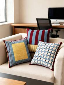 1pc/2pcs Bauhaus Striped Color-Block Dopamine Back Pillow, Removable Washable Fabric Cover Sofa Lumbar Cushion, Modern All-Season Support Pillow, Suitable For Teacher Office Nap, Living Room Sofa Decor, Adult Men And Women Indoor Daily Rest - Multiple Styles - View 11