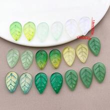 20pcs Glass Leaf Pendant Jewelry Making DIY Earrings Pendant Various Design Charms For Jewelry Making Bracelets Necklace - Multicolor - View 2