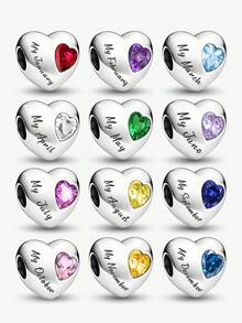 1pc Month Theme Beaded Pendant, Suitable For DIY Jewelry Making, Such As Bracelets, Necklaces, Etc., Perfect Gift For Women And Girls - Silver - View 1
