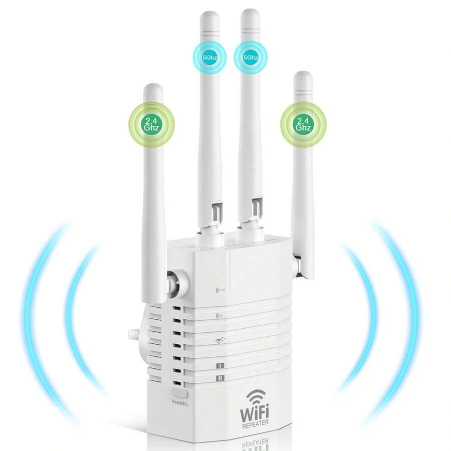 1200Mbps WiFi Booster Range Extender WiFi Extender Booster Dual Band 5GHz & 2.4GHz Wireless Internet Booster/Hotspot With Wider Coverage, Broadband Extender - View 1