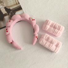 1pc Cute Cherry Sponge Headband, Sweet Women's Beauty Yoga Multi-Functional Hair Accessory, Daily Wear Hair Accessory - Multicolor - View 3
