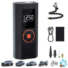 150PSI Portable Air Compressor, Tire Inflator, Car Jump Starter, With Tire Pressure Gauge And LED Display - 3x Fast One-Touch Smart Wireless Tire Inflator, USB Powered, Rechargeable Battery - Black - View 9