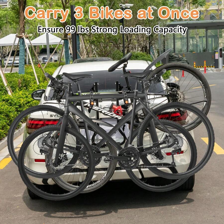 3-Bike Mounted Rack, Trunk Mount Bike Rack With Adjustable Length And Angle - Default Title - View 1