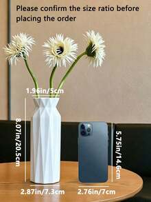 1pc White Plastic Flower Vase, Floral Decorative Vase, Minimalist Summer Decor, Suitable For Living Room, Dining Table, TV Stand, Also Suitable For Living Room, Dining Table, Bedroom, Wedding, Modern Minimalist Tabletop Decoration - White 1pc - View 4