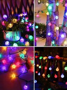Solar LED String Light-20/50/100LED, 8 Lighting Modes, IP65 Waterproof Fairy Light, 5/7/12/22M, Outdoor Solar Crystal Ball Light String, Gardens, Courtyards, Camping, Weddings,Halloween,Parties,Festivals,Fences,Christmas Decorations, Holiday Wreaths - Solar-powered Crystal Ball Light String - View 9