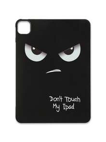 1pc Angry Tsundere Expression With "Don't Touch My " Funny Letter Slogan Print Tablet Case, Matte Black Anti-Drop Tablet Protective Cover, Quirky Personalized Tablet Accessory, Suitable For Daily Use And Gift-Giving All Year Round, Back To School, Birthday, Christmas Gift Choice, Fashionable Tablet Protective Sleeve For Home And Study - Multicolor - View 26