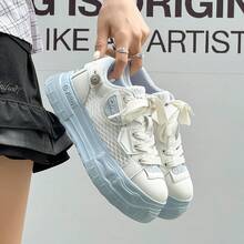 Q-AND Light Blue Mesh Breathable Casual Sneakers Women 2026 Summer New Dopamine Low-Top Flat Sports Shoes Unisex Couple Style Original Unique Design Suitable For Daily Wear Versatile - Baby Blue - View 7