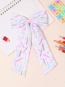 1pc Back To School Supplies White Minimalist Large Bow Hair Clips, Bow Barrettes, School Stuff, Pretty Sweet Hair Accessories Gift For Kids Teen Daily Wear - Multicolor - View 6