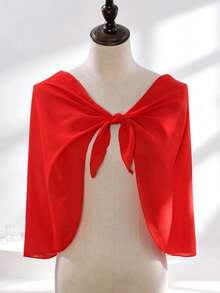 1件輕量雪紡三角圍裙披肩，適合青少年女孩，透氣防曬多穿法繫繩式沙龍罩衫，適用於海灘、泳池與度假穿搭 - 1pc - 查看 11