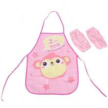 3pcs Cartoon Children Apron Set, Kids Housework Apron, Baby Feeding Bib, Painting Smock, Play Waterproof Sleeveless Apron, Back To School, First Day Of School - Multicolor - View 4