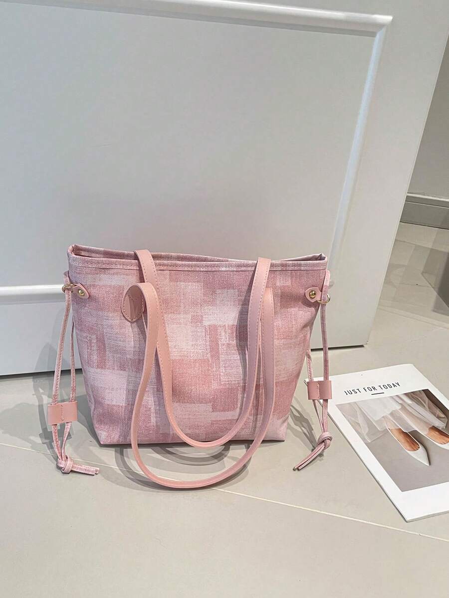 Large Capacity Women's Tote Bag, New Minimalist Commuter Shoulder Bag - Pink - View 1