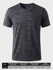 Men's Quick-Dry Breathable Short Sleeve Crew Neck Colorblock Sports T-Shirt, Suitable For Gym Workout, Running, Fitness And Casual Wear - Grey - View 17