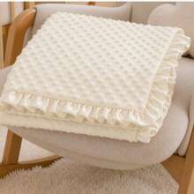 1pc Multi-Functional Baby Blanket, Double-Layer Bean Fleece, Medium Thickness, Soft And Skin-Friendly, Cute Ruffle Edge Decoration, Suitable For Boys And Girls - White Ruffles - View 3