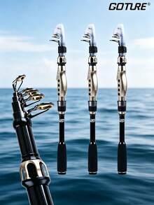 GOTURE 1pc Carbon Fiber High Strength Telescopic Surf Fishing Rod, ABS Resin Surface, Ceramic Guides + Reel Seat, Comfortable EVA Handle - Multicolor - View 1