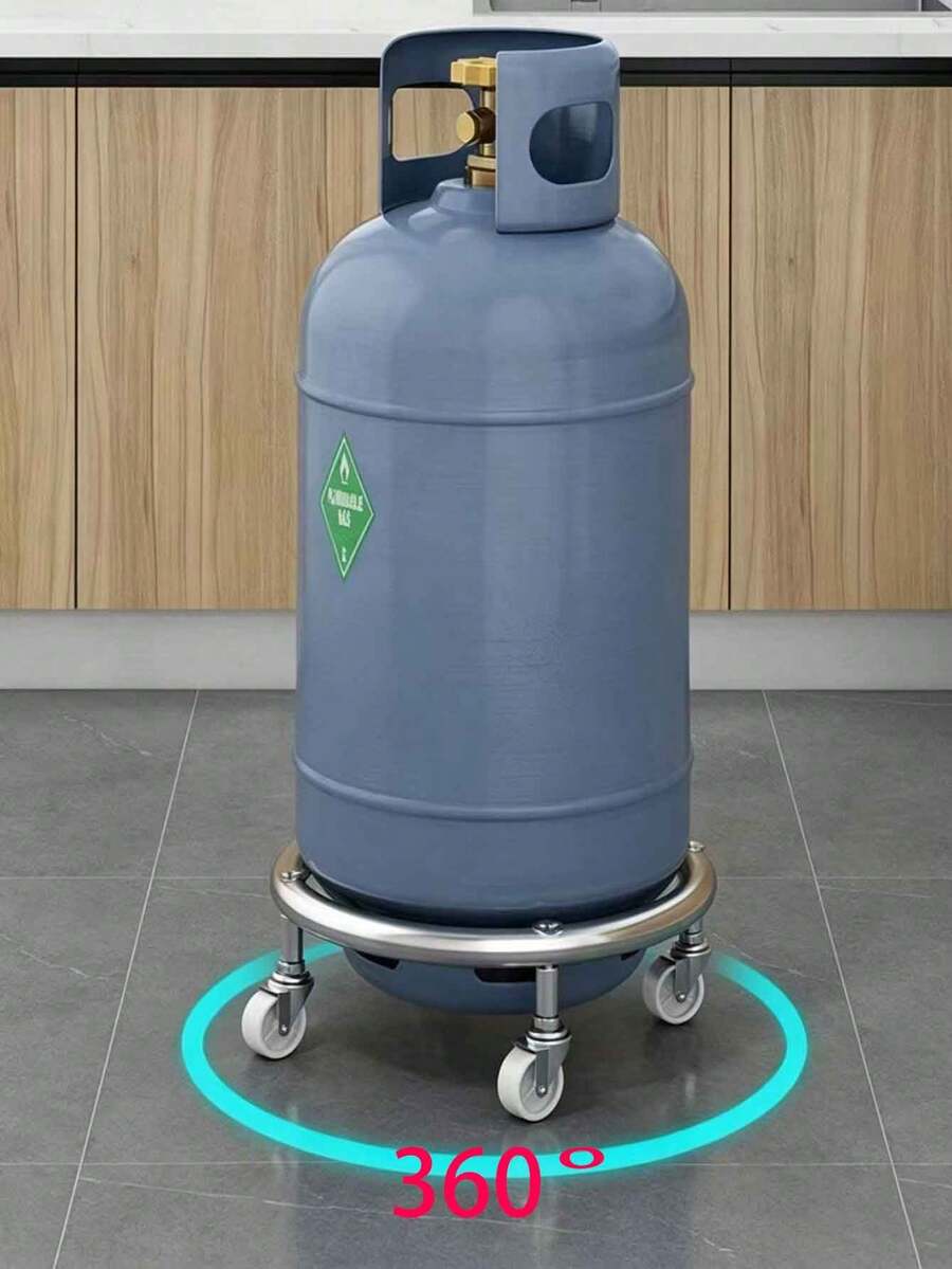 1 pieza Carro de almacenamiento para cilindro de gas | Con ruedas giratorias de 360° para un movimiento fácil, diseño reforzado y engrosado con rodamientos de doble capa incorporados, adecuado para el transporte de tanques de propano y gas - A - Ver 1
