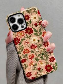Floral Pattern 1-Piece Romantic Spring Floral Pattern Glossy 2-In-1 Film Hard Phone Case, Compatible With Samsung/11/12/ IPhone13/14/15/ IPhone16/ IPhone17 Pro Max - 白色4 - 查看 1