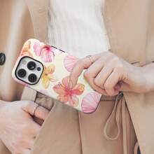 Hibiscus Flower Shell Pattern Phone Case, Suitable For IPhone16 15 14 IPhone13 12 11 Plus Pro Mini Max  Phone Case,  S25 S24 S23 S22 S21 S20 Plus Ultra Ultra - 白色1 - 查看 3