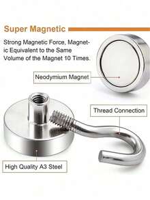 5/10 Stück super starke magnetische Haken, multifunktional, geeignet für Kreuzfahrt, Camping, Grillen, Küche und Garagenwände, Kühlschrank, ohne Bohren, starke magnetische Befestigung - M-10 Stück - Übersicht 4