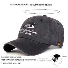 1pc Women's STUPID CANADIAN WOLF BIRD Letter Embroidered Washed Baseball Cap, Street Fashion Hat, Outdoor Sun Protection Casual Cap, Spring/Autumn Travel Beach Vacation - Multicolor - View 2