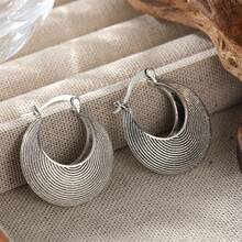 DIYCCPC Elegant Luxury Geometric Circular Pendant Earrings, Exquisite Jewelry For Women - Antique Silver - View 4