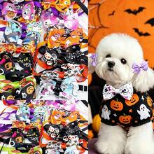 10PCS Random Pet Bow Ties, Adjustable Dog Cat Collar Bows, Halloween Pumpkin Ghost Printed Pet Neck Decor Accessories For Small Medium Puppies And Kittens, Mixed Styles No Repeat - Multicolor - View 2