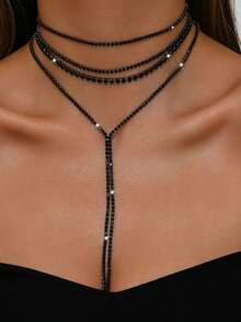 1pc Gothic Style Y-Shaped Long Tassel Multi-Layer Necklace, Women's Fashion Party Accessory, Suitable For Daily Wear - Layered Tassel Necklace - View 12