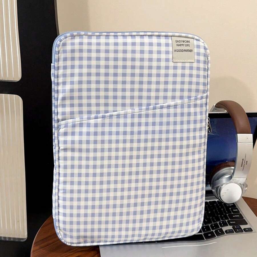 Funda de portátil de lujo minimalista de unicolor, bolsa de almacenamiento para portátil y tableta de varios tamaños, bolsa para computadora - Azul - Ver 1