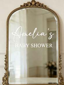 客製化嬰兒派對鏡面貼紙，可個性化姓名與「Baby Shower」文字，優雅手寫字體乙烯基貼紙，適用於鏡子與壓克力標牌，中性色調派對裝飾 - 彩色 - 查看 5