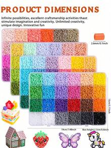 2.6mm Hot Melt Beads 24 Colors Refill Pack, Full Color Palette Refill Tray, Perfect Choice For DIY Enthusiasts To Create Decorative DIY Puzzles, Suitable For Handmade Gifts, Pixel Art Creation, School Craft Activities, Back To School Essential - Multicolor - View 4