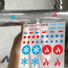 44pcs/Set Hot And Cold Indicator Sticker, Temperature Color Marking With Flame And Snowflake Design, Instantly Distinguish HOT/COLD, Self-Adhesive And Non-Detachable, High-Temperature Resistant. Suitable For Faucets, - View 6