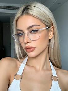 Unisex runde transparente Brillenfassungen Modebrille ohne Sehstärke - Transparent - Übersicht 1