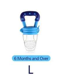 Contenedor de comida para bebés, cuchara de silicona para alimentar con fruta, cuchara de alimentación con punta suave de silicona, herramienta de alimentación para bebés, suministros de ali - azul L - Ver 1