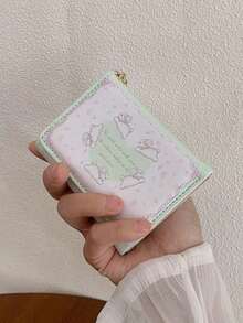 XD Sweet Cartoon Rabbit & Bear Pattern Children's Bi-Fold Wallet, Soft Pink & White Color Scheme, Made Of High-Quality Synthetic Leather, Smooth & Delicate Surface, Decorated With Exquisite Floral Pattern, Gold Snap Closure, Multiple Independent Card Slots, Detachable Fluffy Fur Chain (No Pendant), Fashionable ID Card Holder, Cute Accessory, Suitable For Kids - Multicolor - View 12